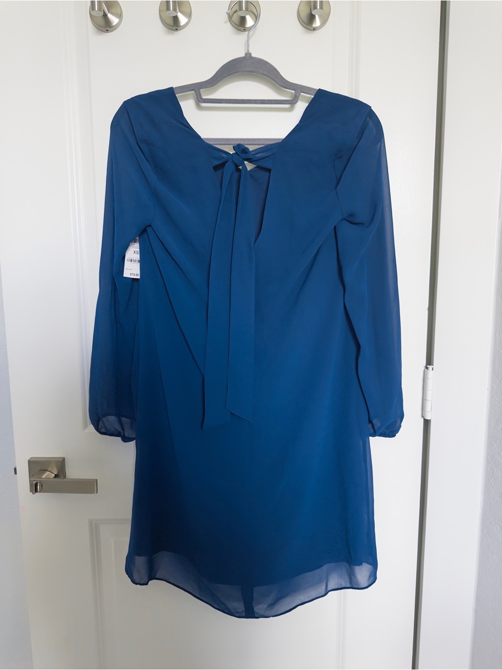 INC International Concepts Peacock Blue Long-Sleeve Tie-Back Dress
